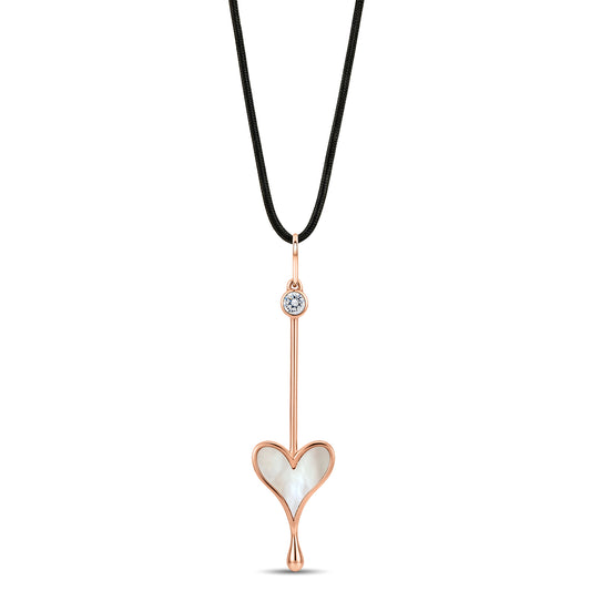 Roseate Love Wand pendant in 18k rose gold with mother-of-pearl