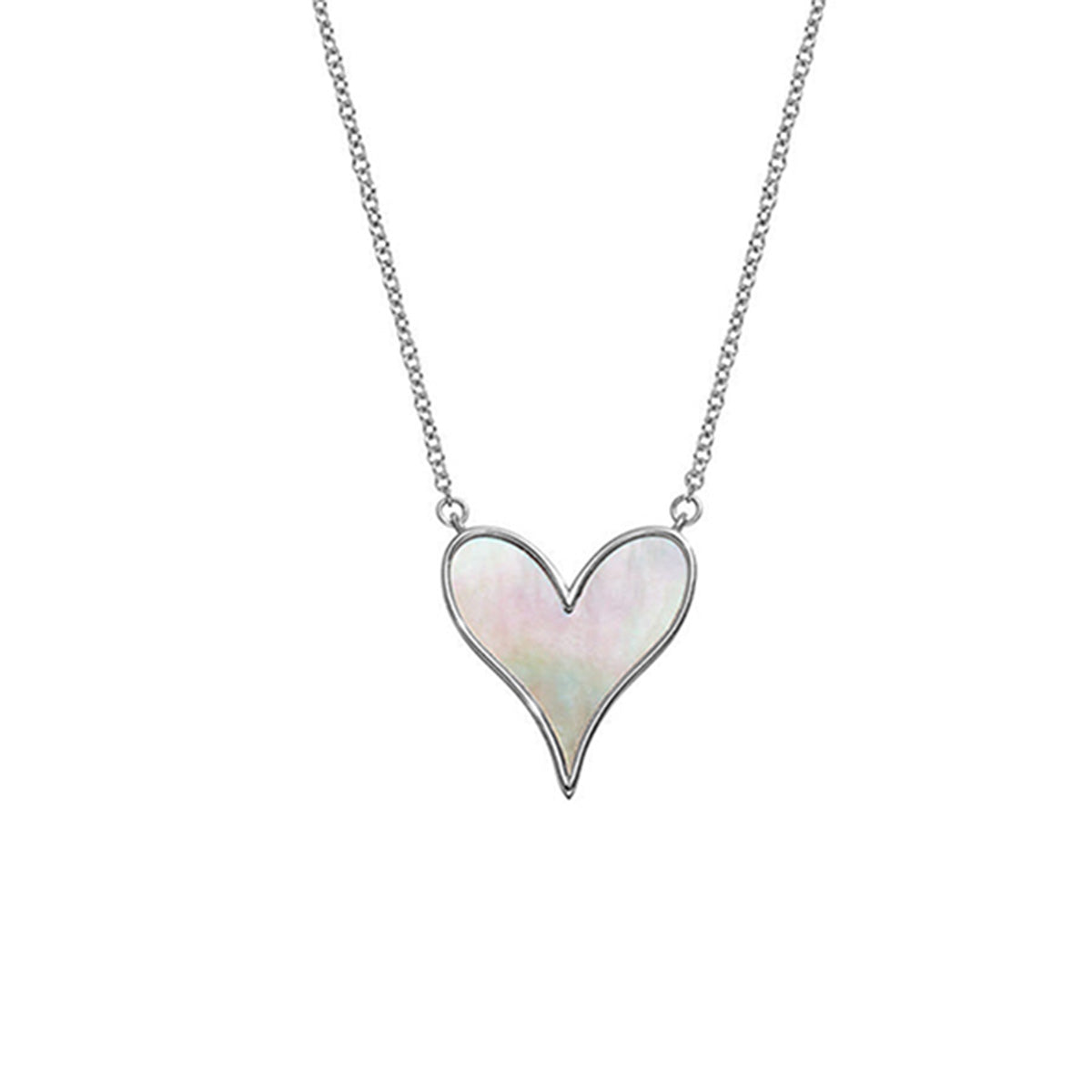 Close detail of Roseate LoveLock 15mm pendant in sterling silver with mother-of-pearl