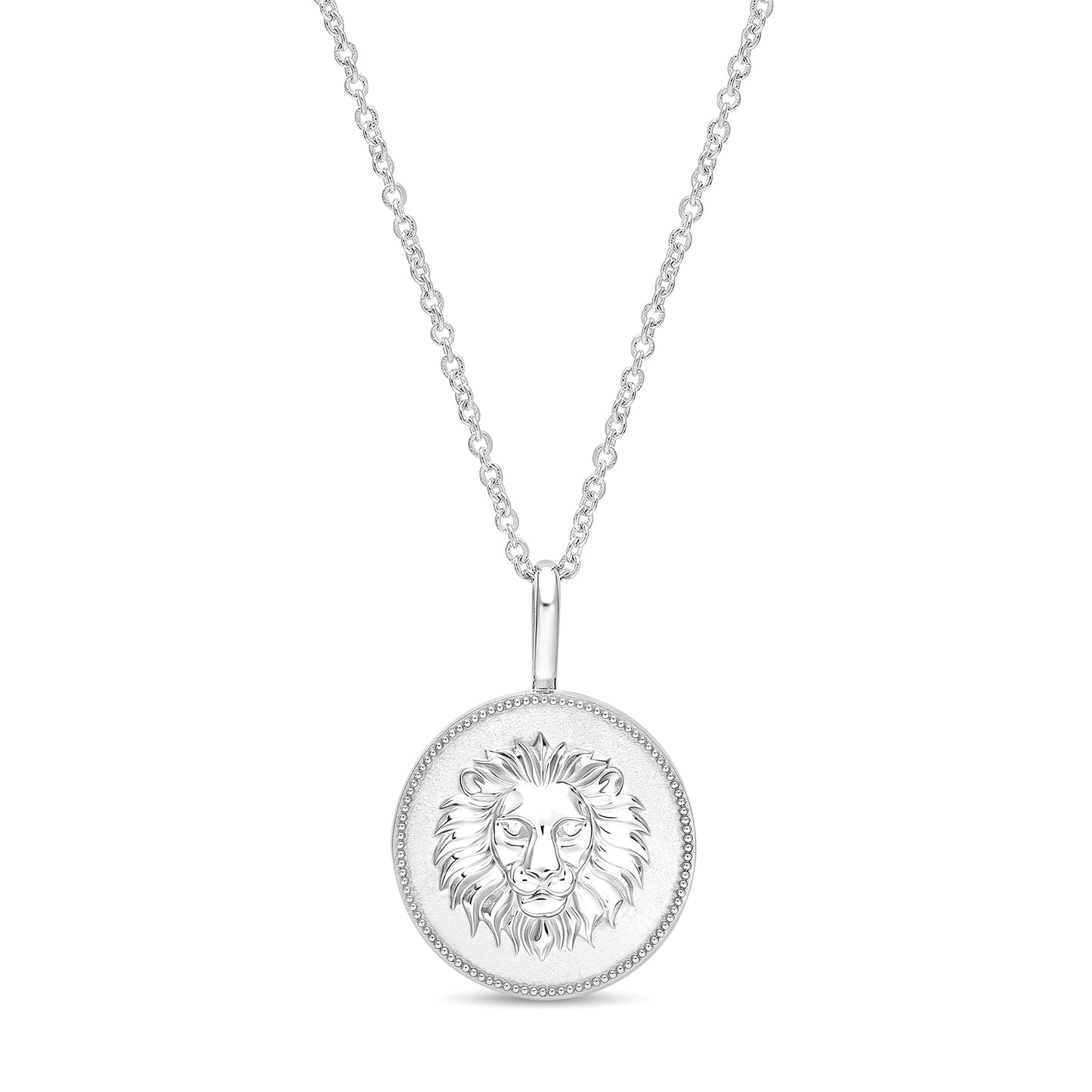 The Odyssey | Roseate Courage lion pendant in sterling silver, 19mm