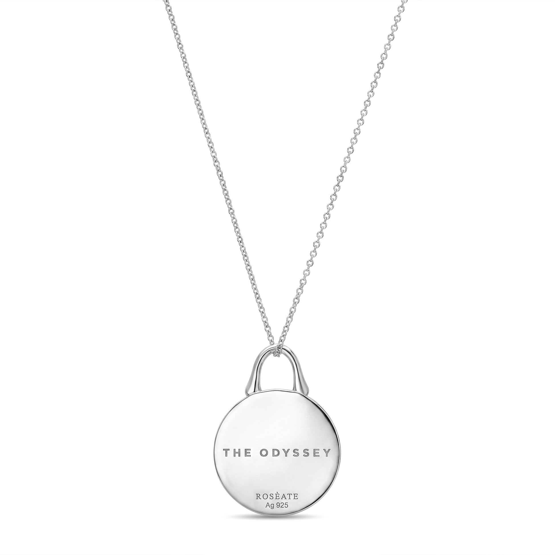 The Odyssey | Roseate Courage tree of life pendant in sterling silver with mother-of-pearl, 12mm, back view showing engraving