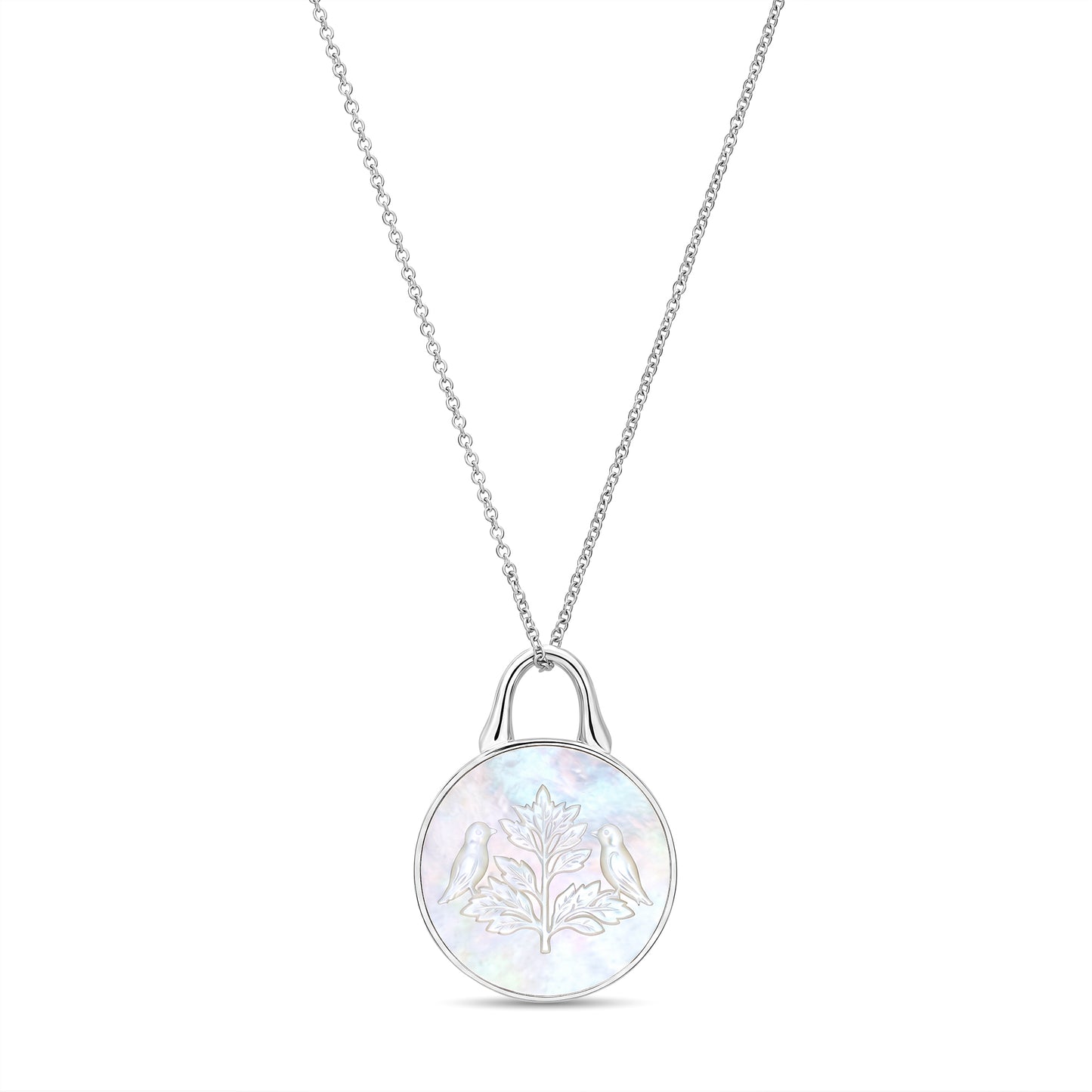 The Odyssey | Roseate Courage tree of life pendant in sterling silver with mother-of-pearl, 12mm