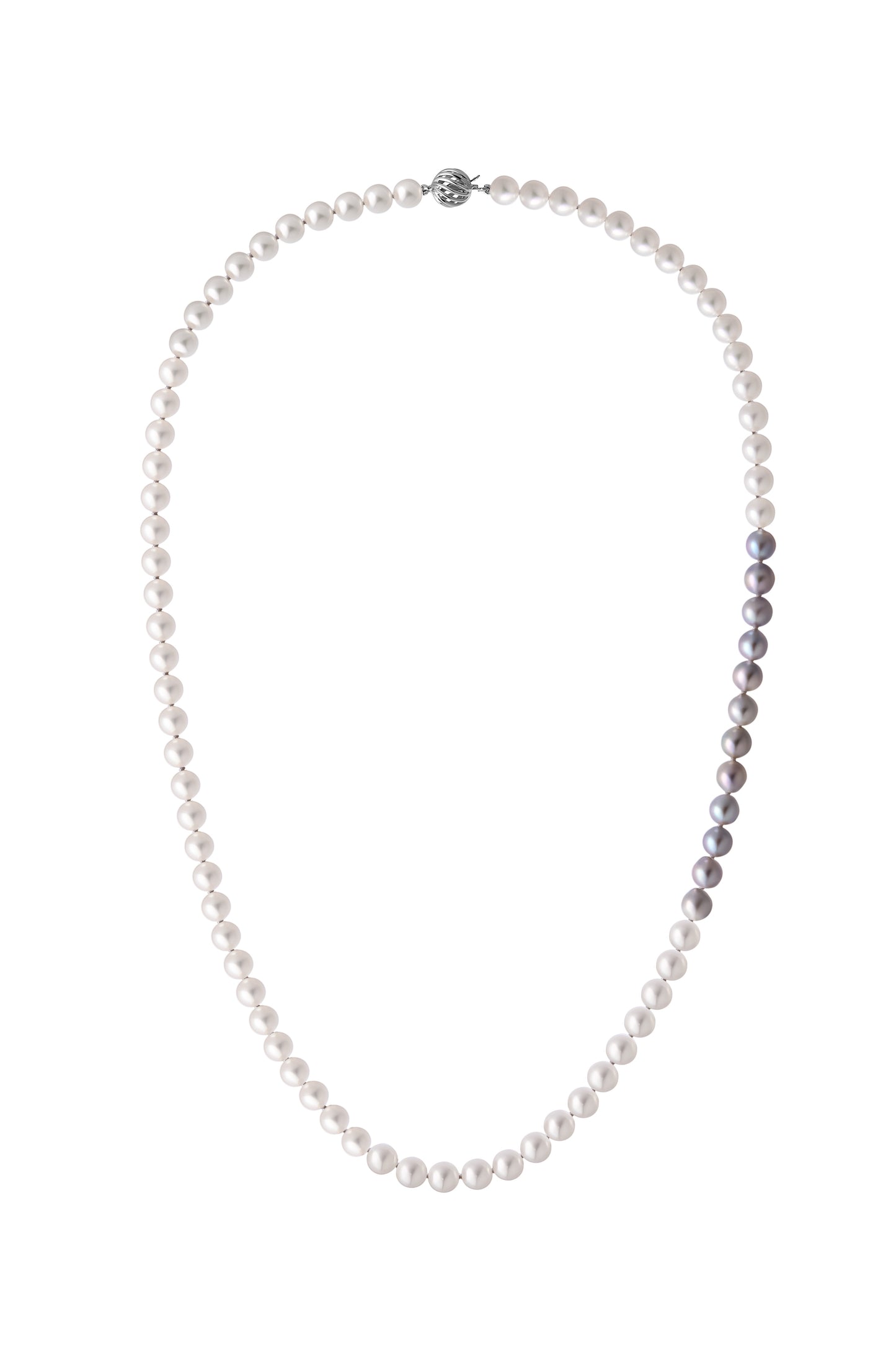Akoya White and Blue Round Pearl Necklace, 6mm
