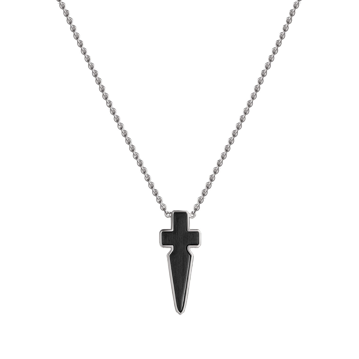 The Odyssey | Roseate Strength pendant in sterling silver with carbon fiber, 25mm motif
