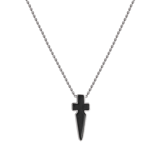 The Odyssey | Roseate Strength pendant in sterling silver with carbon fiber, 25mm motif

