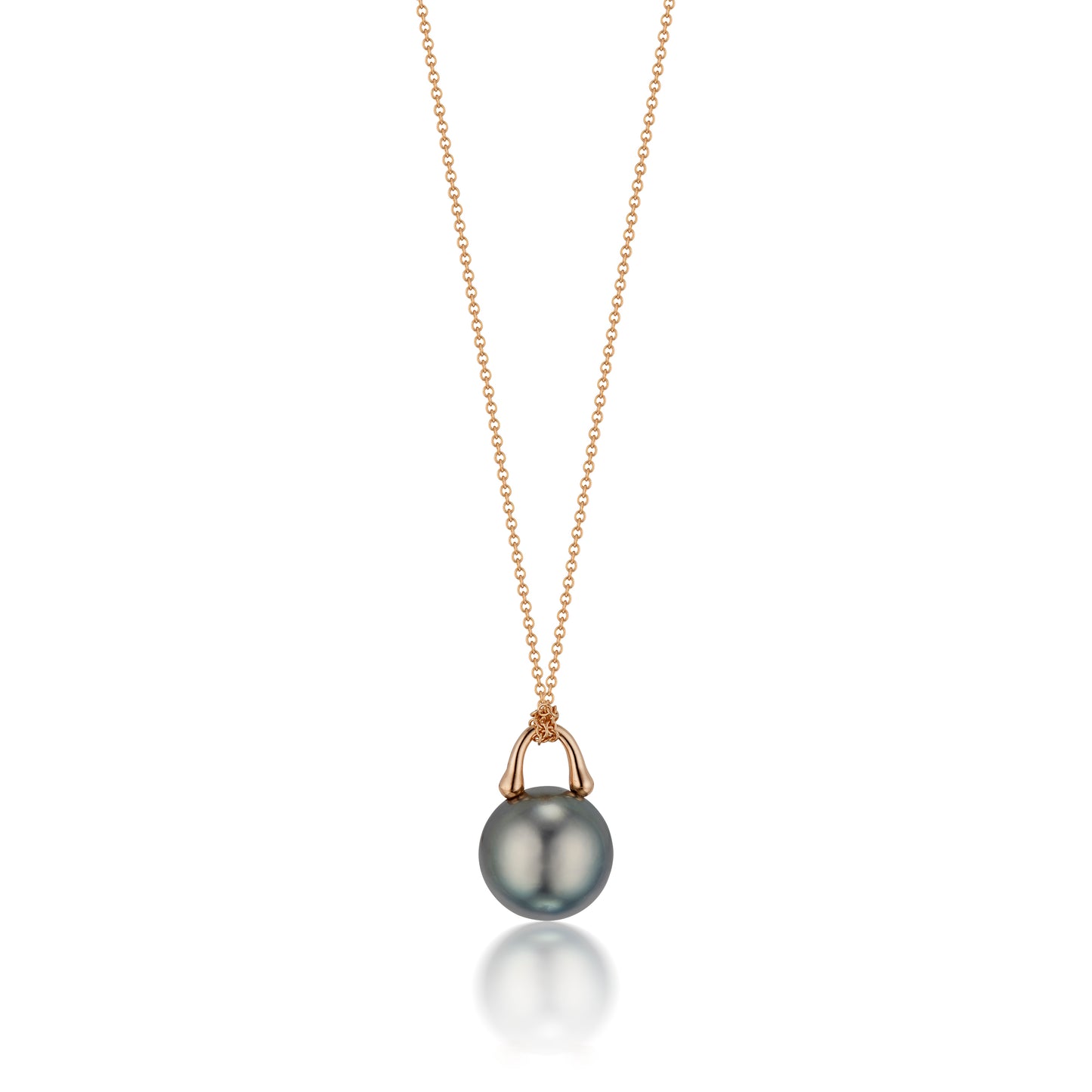 Roseate TreasureLock pendant featuring an 10mm Tahitian cultured pearl set in 18K rose gold. A modern heirloom designed to showcase the exceptional beauty of a single Tahitian pearl.