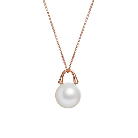 Roseate TreasureLock pendant featuring an 11mm white South Sea cultured pearl set in 18K rose gold. A modern heirloom designed to showcase the exceptional beauty of a single South Sea pearl.