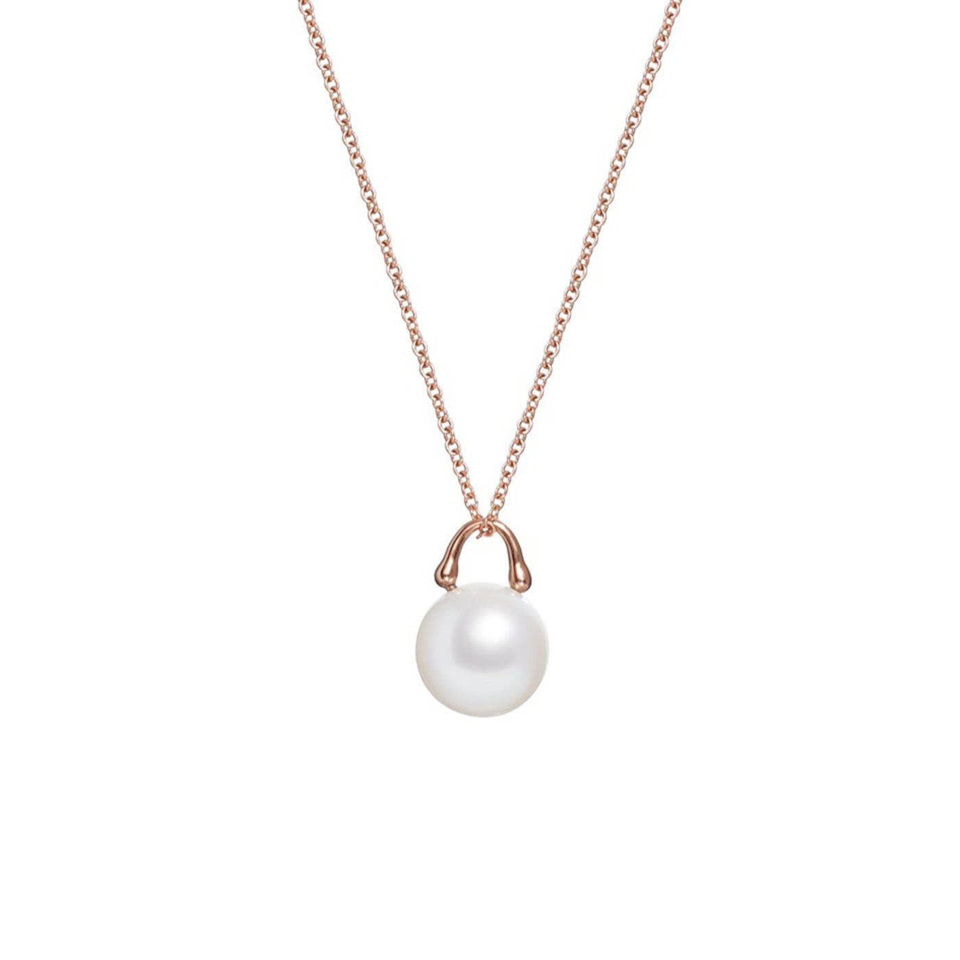 Roseate TreasureLock pendant featuring an 7mm white South Sea cultured pearl set in 18K rose gold. A modern heirloom designed to showcase the exceptional beauty of a single South Sea pearl.