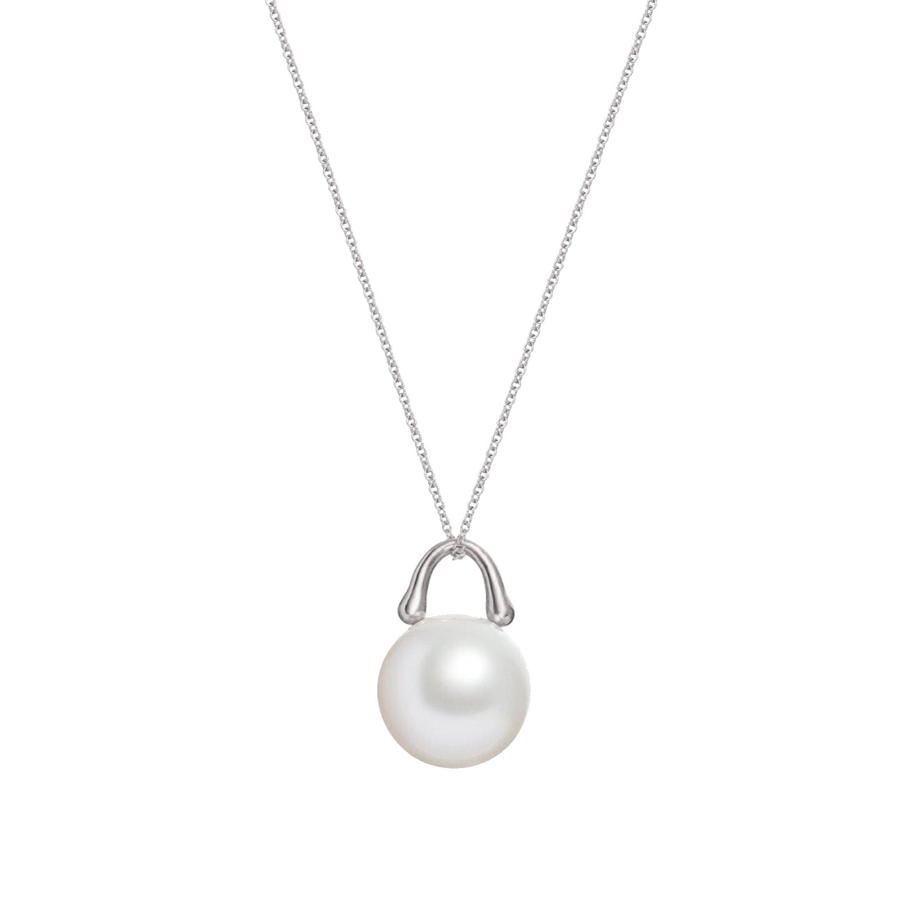 Roseate TreasureLock pendant featuring an 7mm white South Sea cultured pearl set in 18K white gold. A modern heirloom designed to showcase the exceptional beauty of a single South Sea pearl.