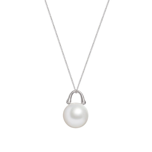 Roseate TreasureLock pendant featuring an 9mm white South Sea cultured pearl set in 18K white gold. A modern heirloom designed to showcase the exceptional beauty of a single South Sea pearl.
