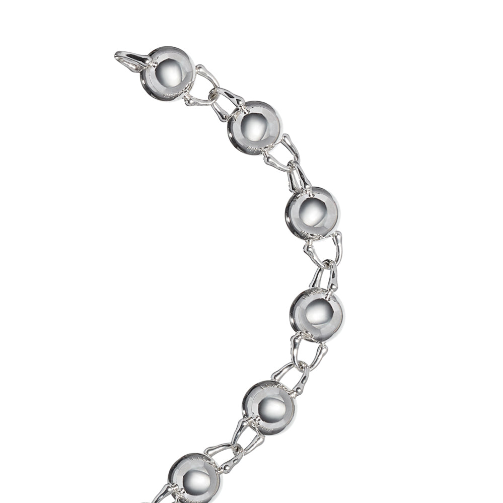 Close detail of Roseate TreasureLock 10mm bead bracelet in sterling silver
