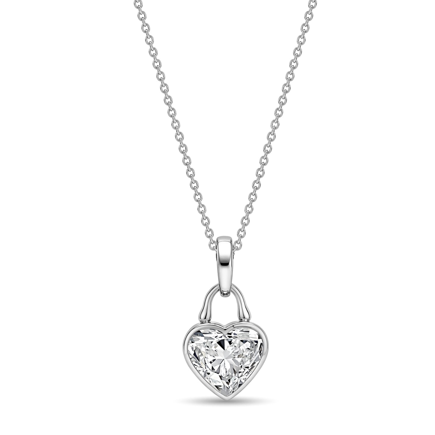 Roseate TreasureLock 2.00 carat heart-shaped lab-grown diamond pendant