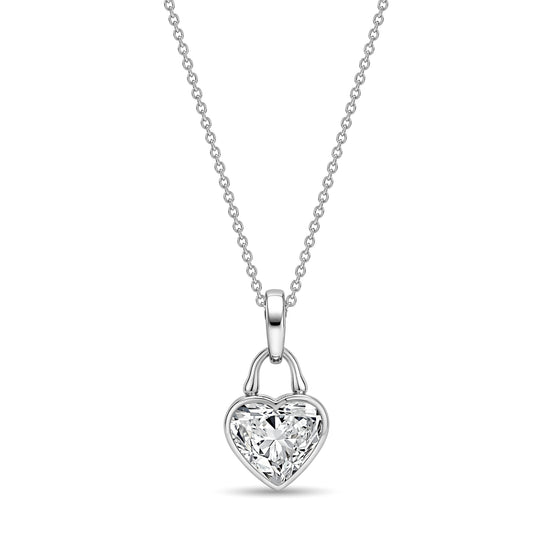Roseate TreasureLock 2.00 carat heart-shaped lab-grown diamond pendant
