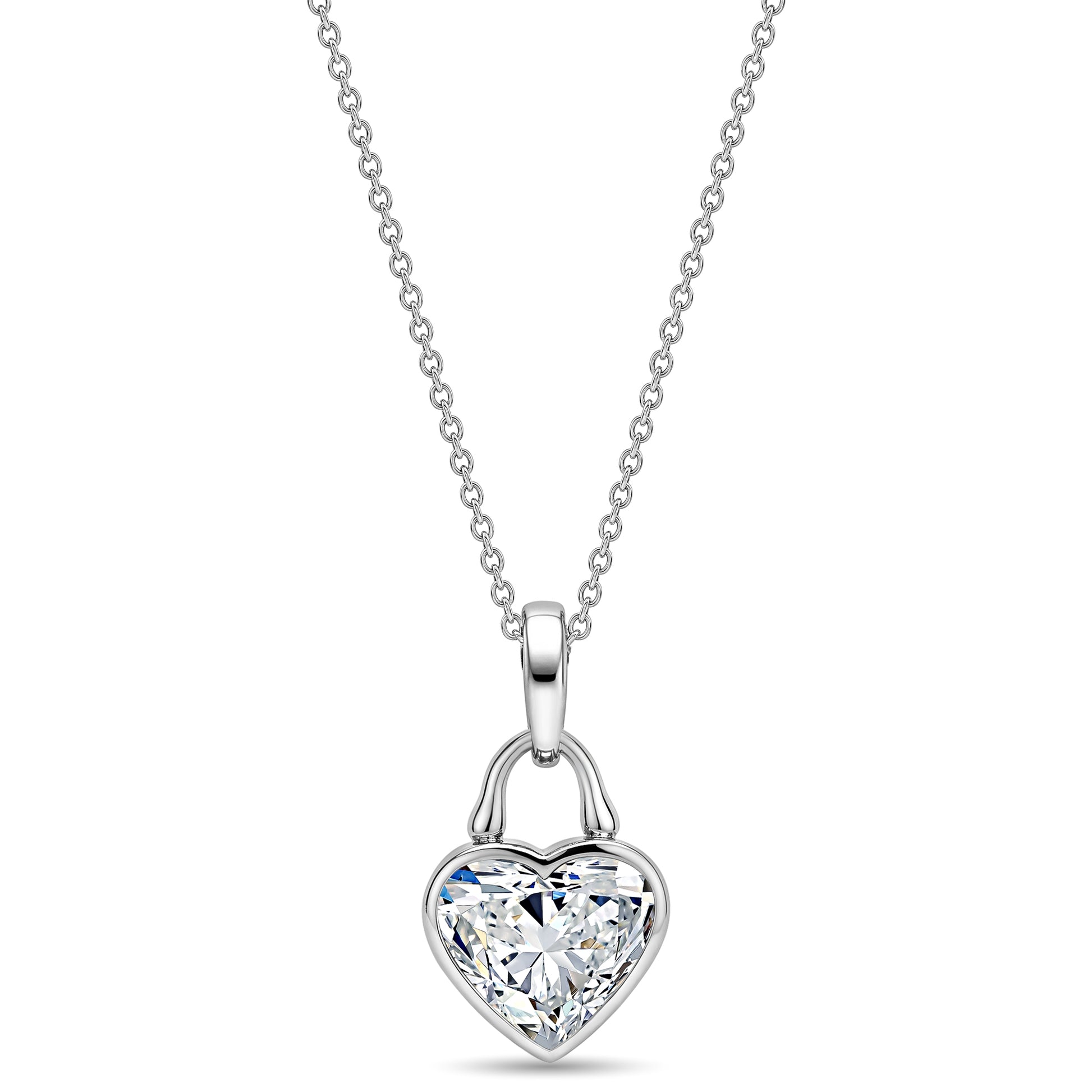 Roseate TreasureLock 3.00 carat heart-shaped lab-grown diamond pendant