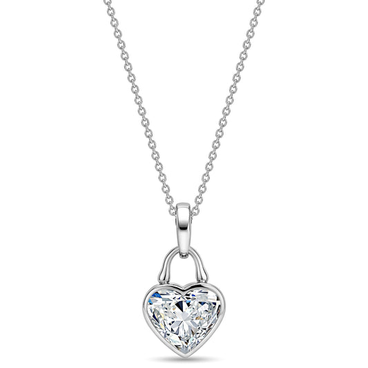 Roseate TreasureLock 3.00 carat heart-shaped lab-grown diamond pendant