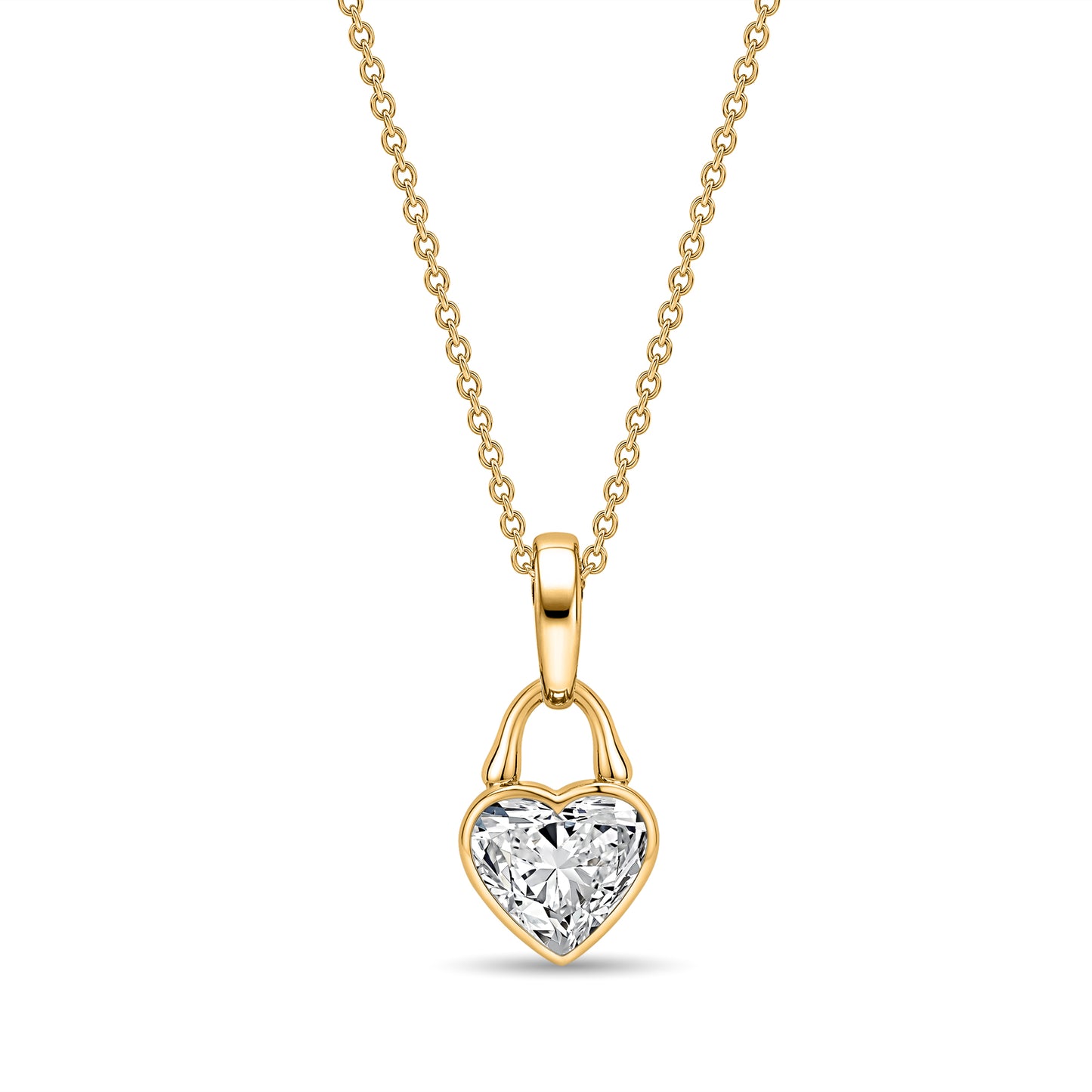 Roseate TreasureLock 1.00 carat heart-shaped lab-grown diamond pendant in 18k yellow gold