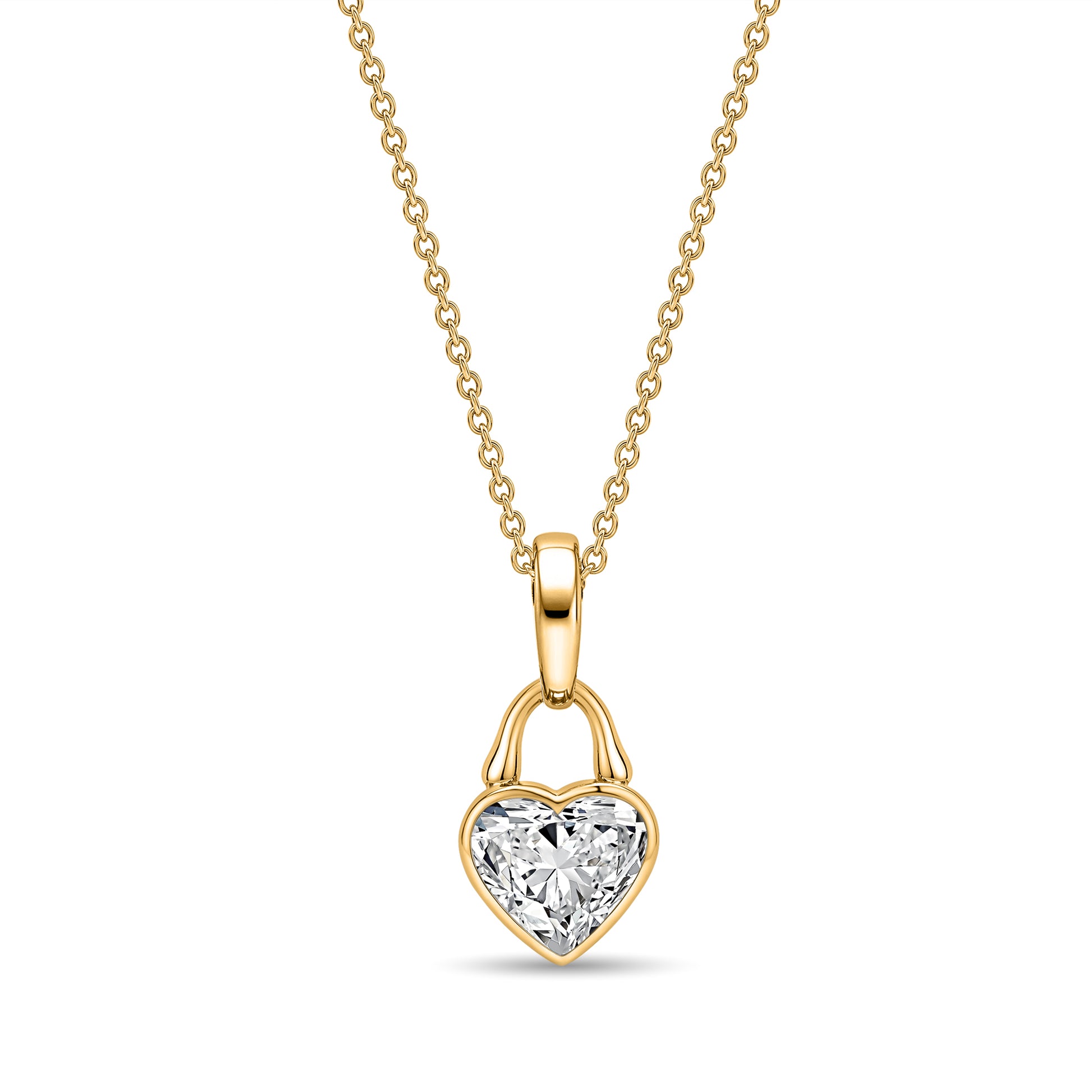 Roseate TreasureLock 1.00 carat heart-shaped lab-grown diamond pendant in 18k yellow gold
