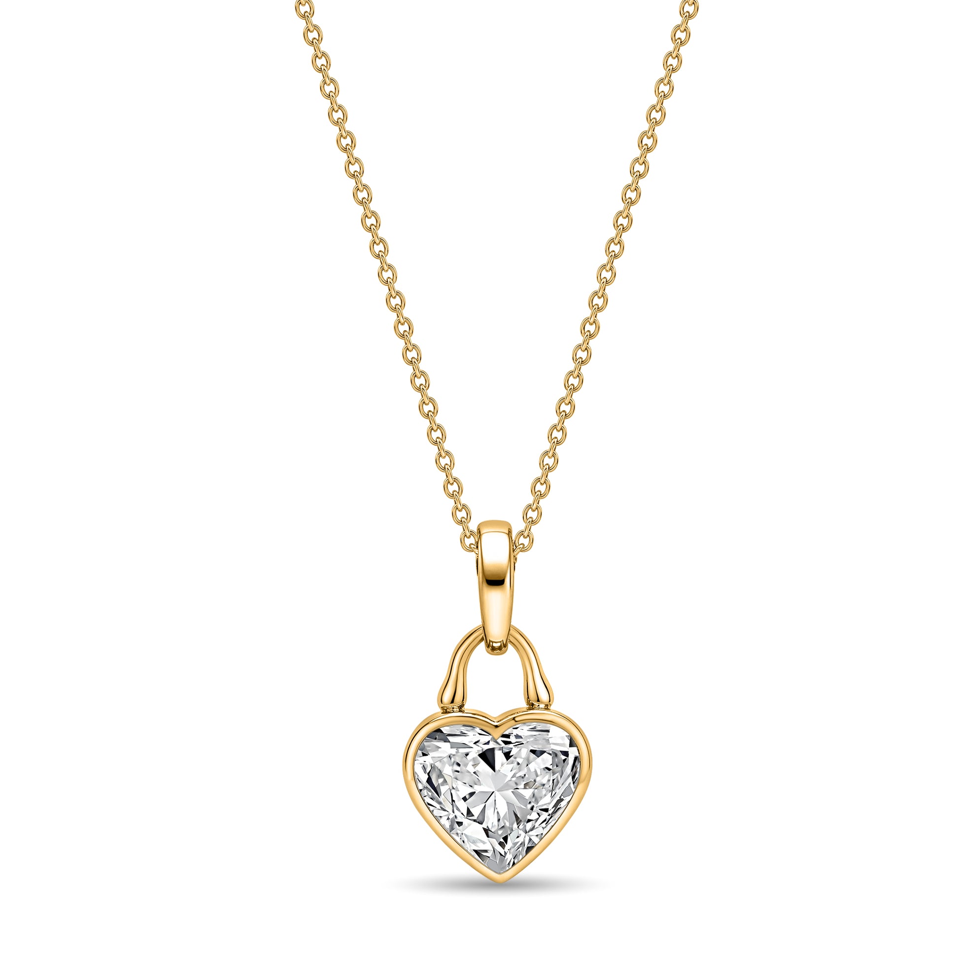 Roseate TreasureLock 2.00 carat heart-shaped lab-grown diamond pendant in 18k yellow gold