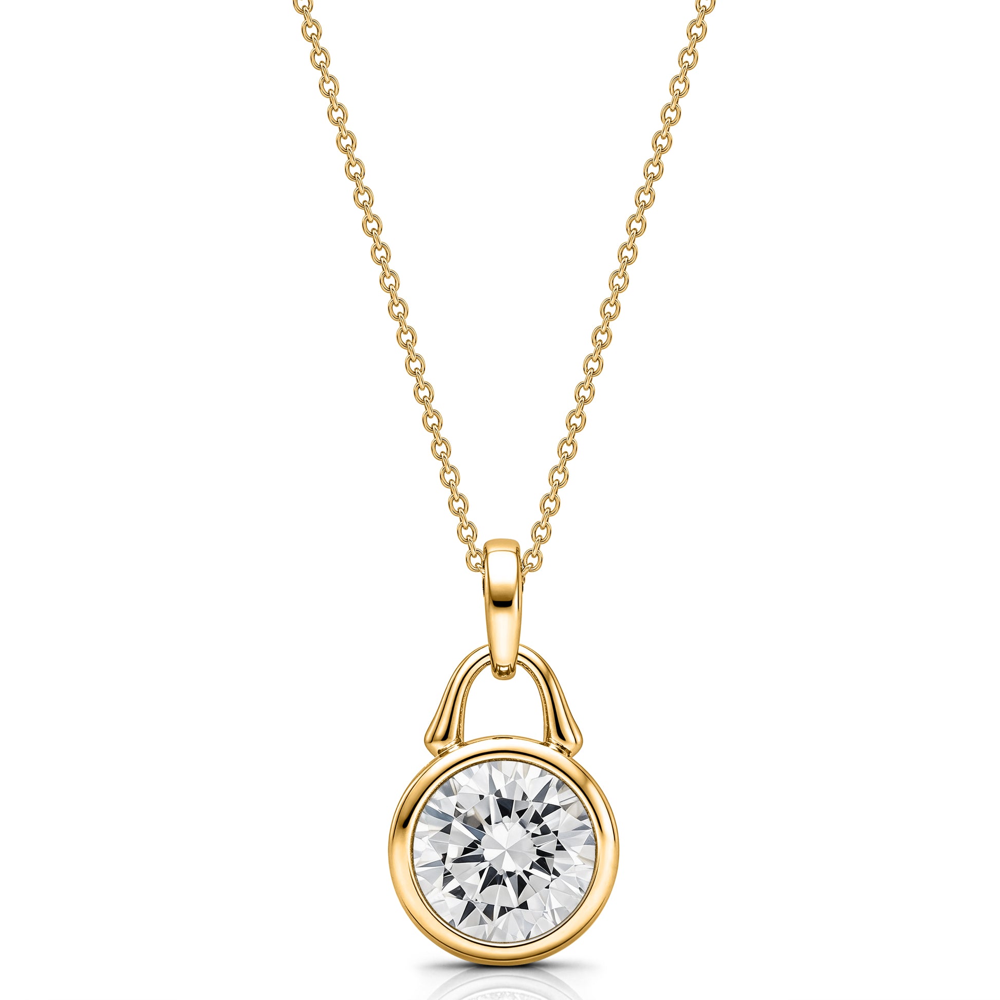 Roseate TreasureLock 3.00 carat round lab-grown diamond pendant in 18k yellow gold