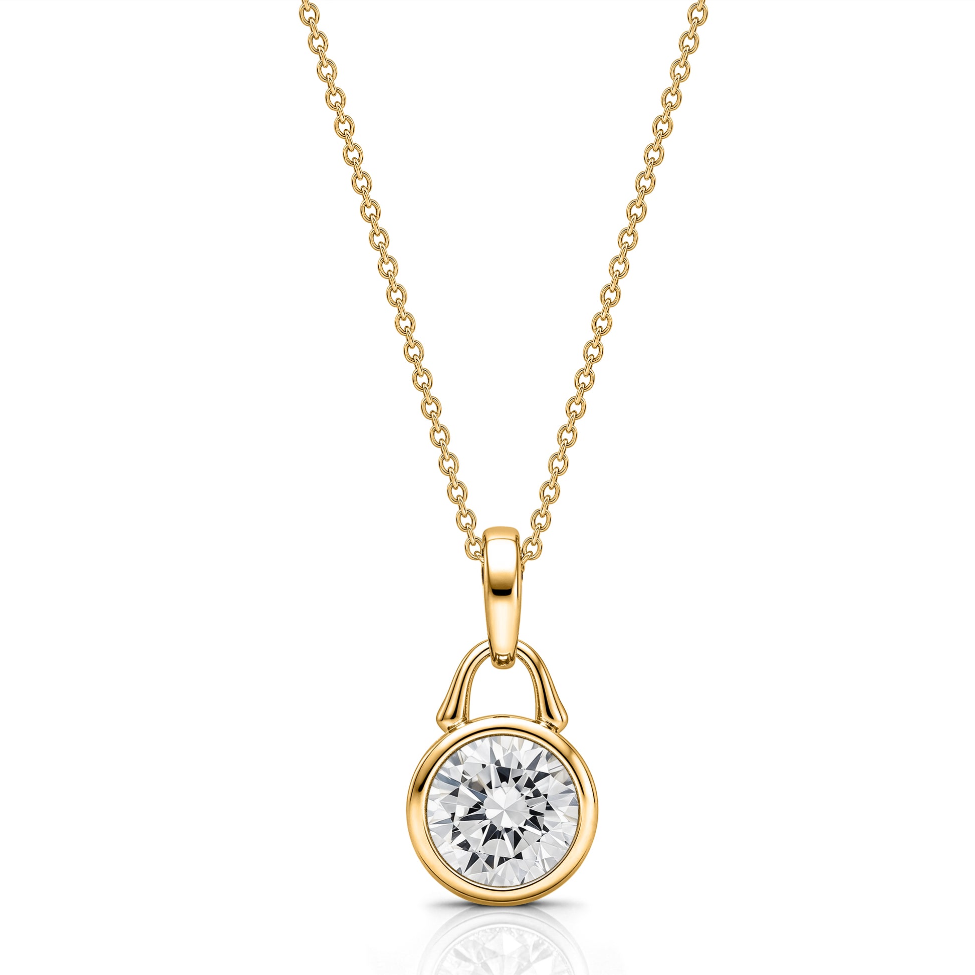 Roseate TreasureLock 2.00 carat round lab-grown diamond pendant in 18k rose gold
