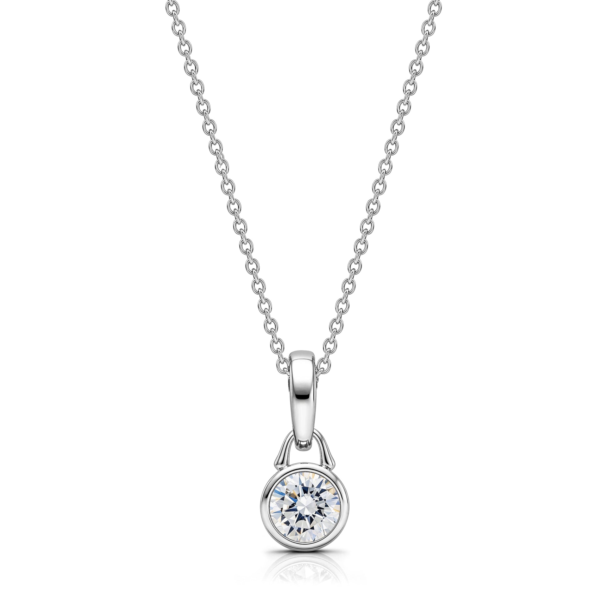 Roseate TreasureLock 0.50 carat round lab-grown diamond pendant in 18k white gold