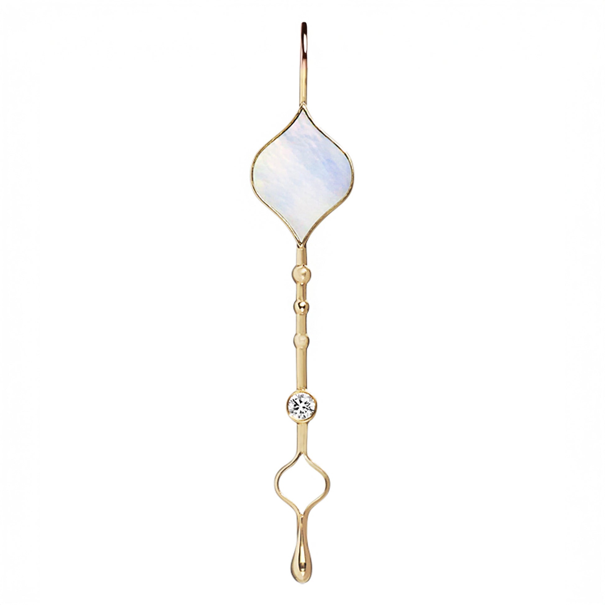 Roseate Unity Wand pendant in 18k yellow gold with mother-of-pearl