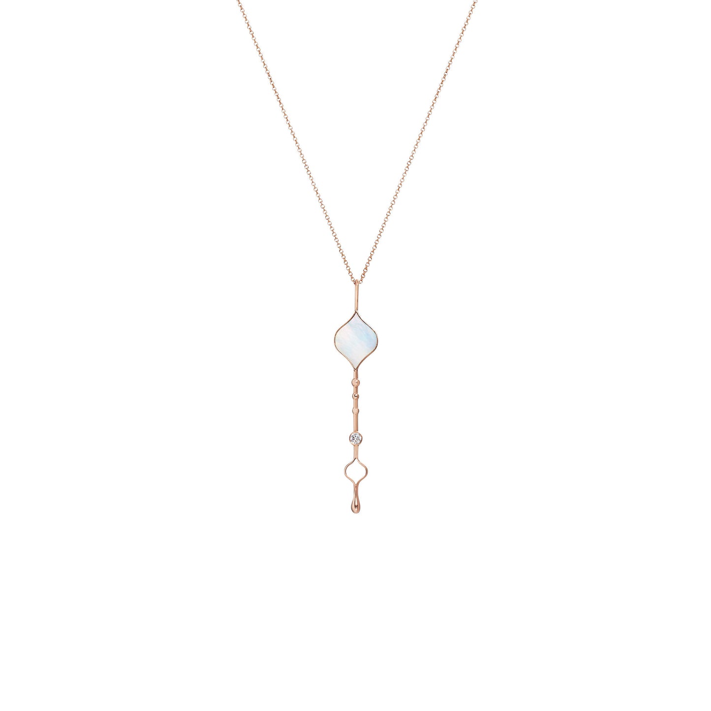 Roseate Unity Wand pendant in 18k yellow gold with mother-of-pearl