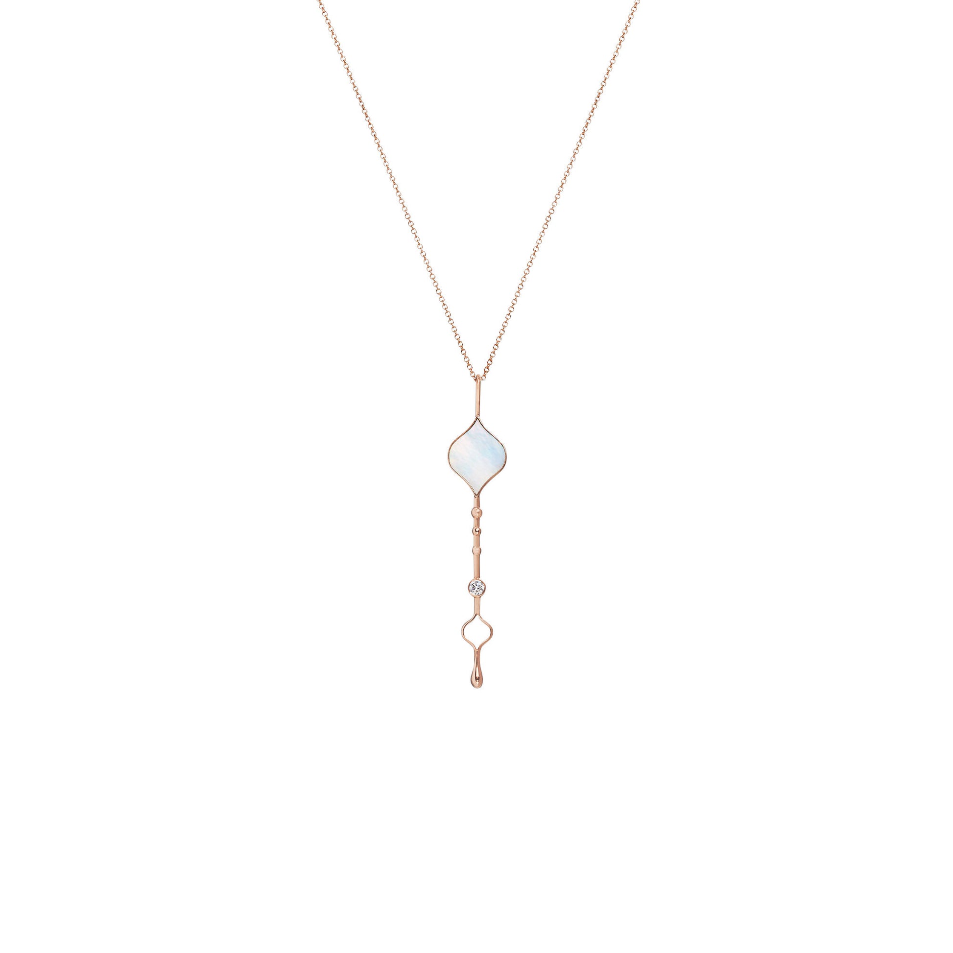 Roseate Unity Wand pendant in 18k yellow gold with mother-of-pearl