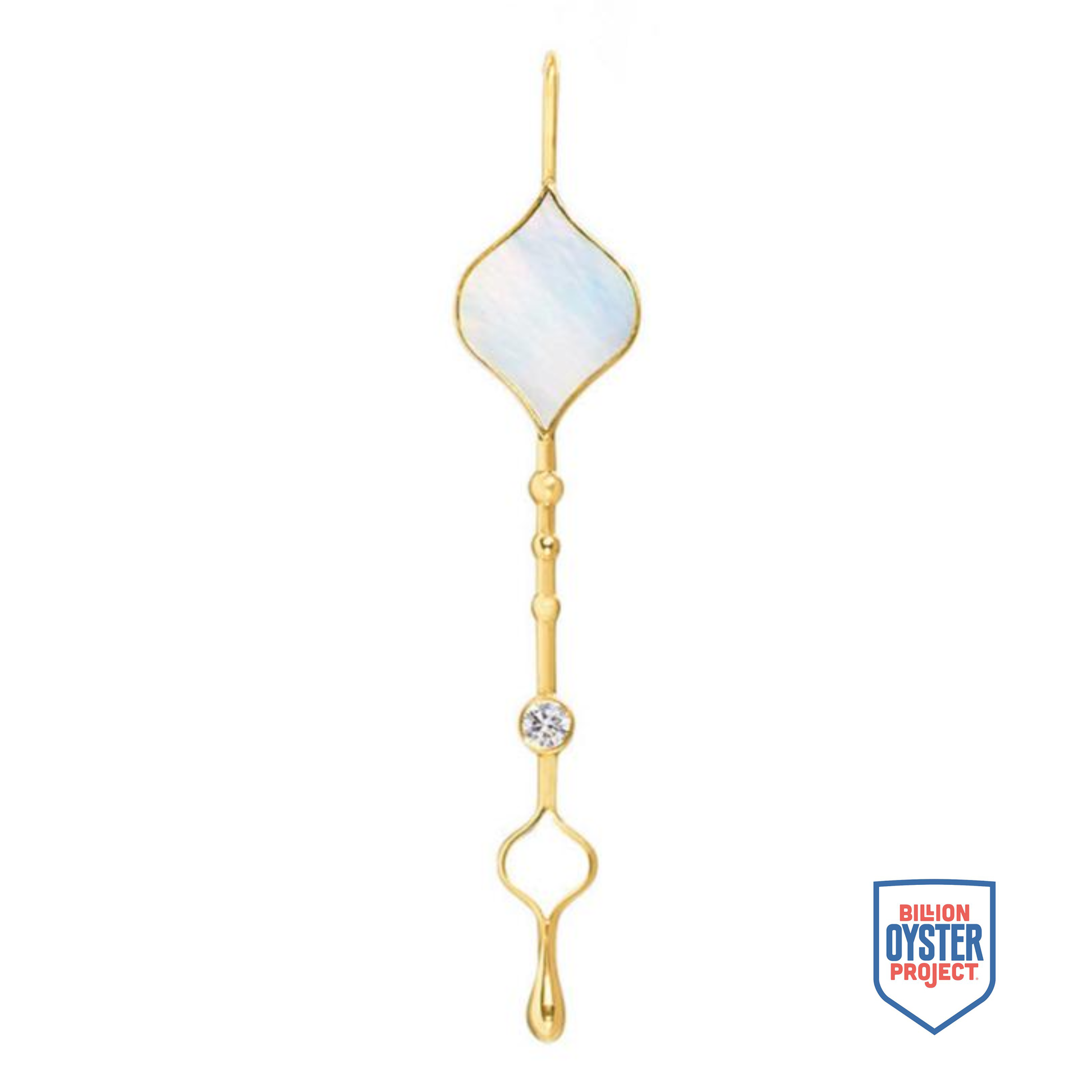 Roseate Unity Wand pendant in 18k yellow gold with mother-of-pearl