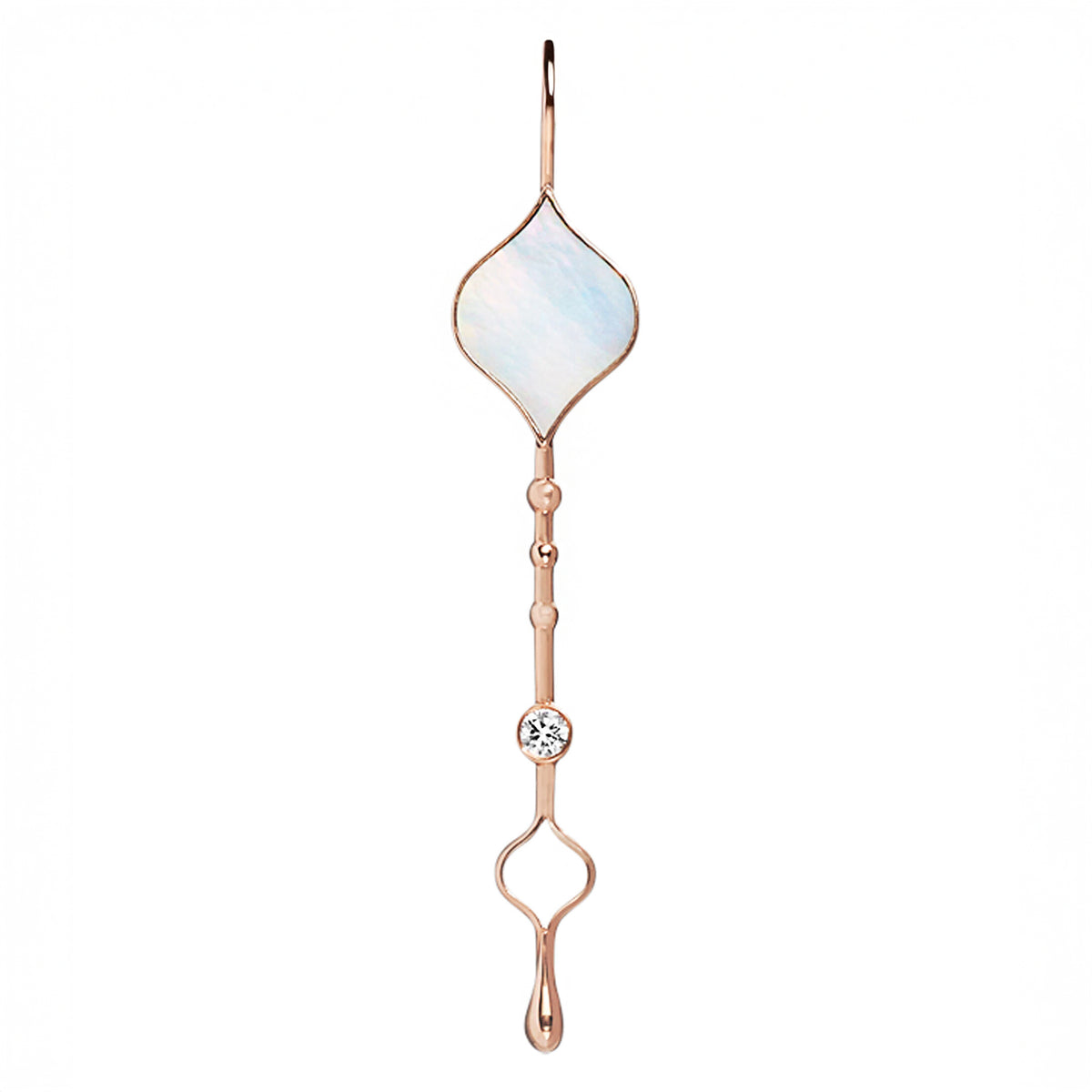 Roseate Unity Wand pendant in 18k rose gold with mother-of-pearl and lab-grown diamond