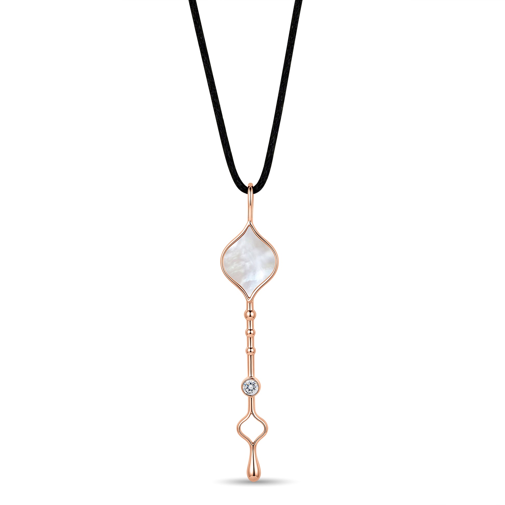 Roseate Unity Wand pendant in 18k rose gold with mother-of-pearl