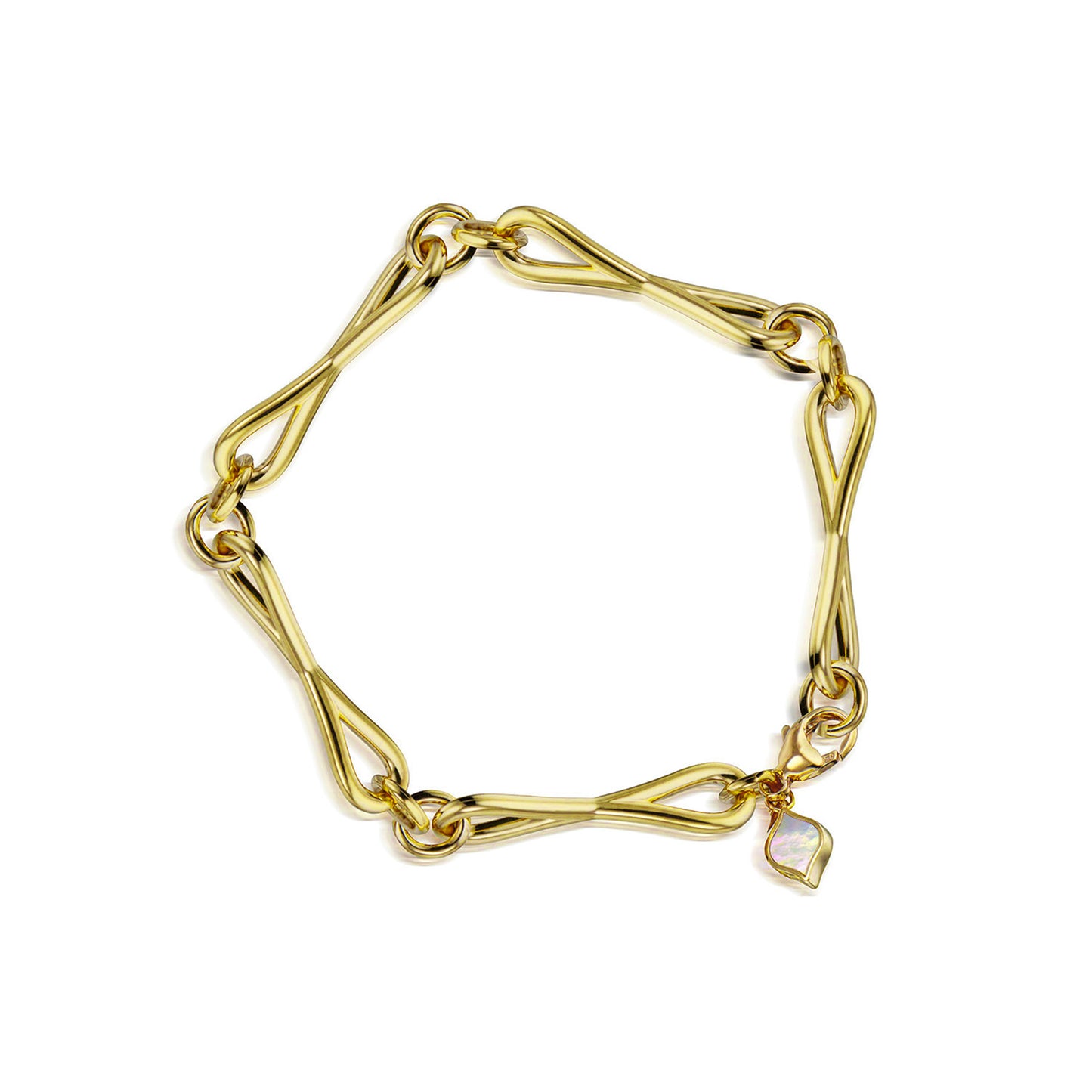 Roseate WaterDrop large link bracelet in 14k yellow gold with mother-of-pearl