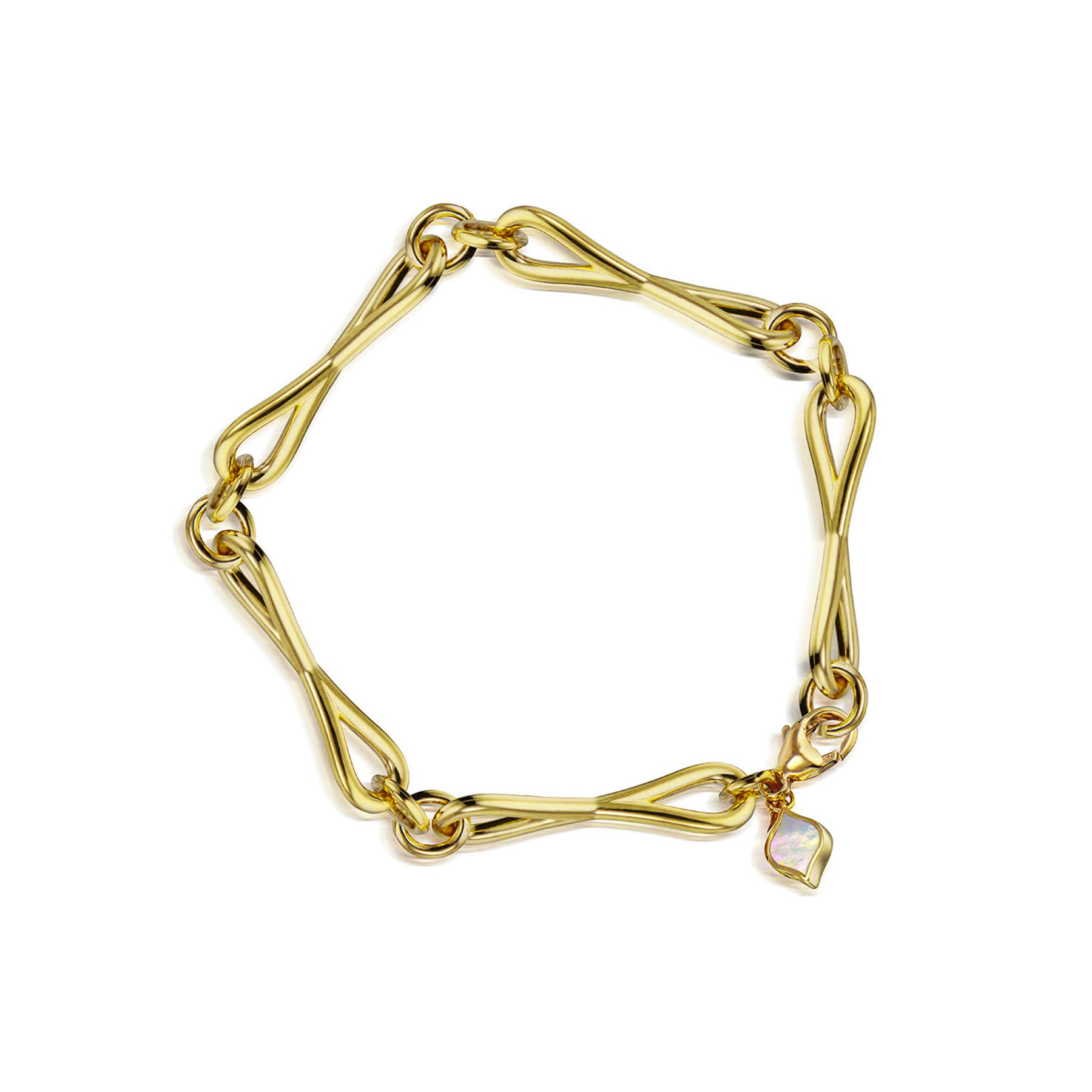 Roseate WaterDrop large link bracelet in 14k yellow gold with mother-of-pearl