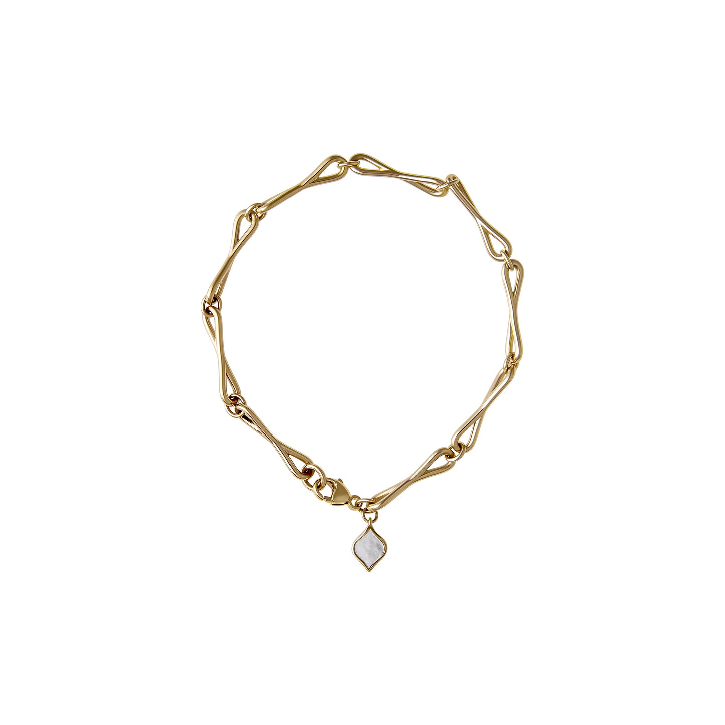 Roseate WaterDrop medium link bracelet in 14k yellow gold with mother-of-pearl