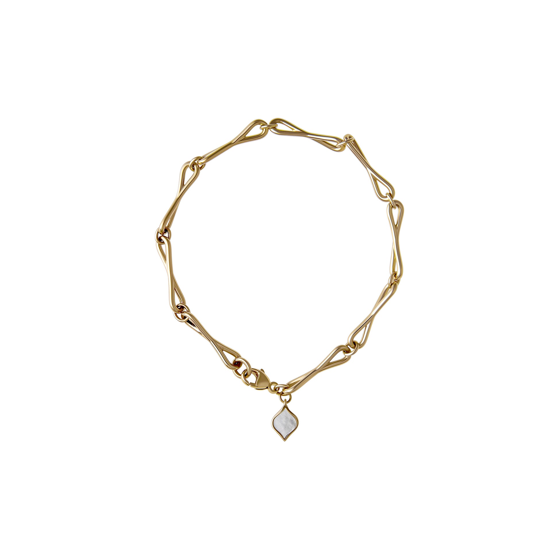 Roseate WaterDrop medium link bracelet in 14k yellow gold with mother-of-pearl