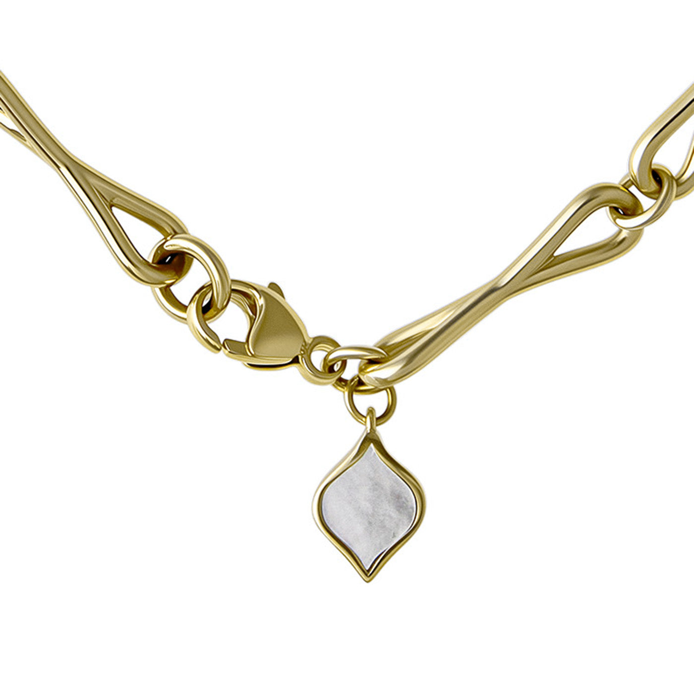 Roseate WaterDrop medium link bracelet in 14k yellow gold with mother-of-pearl