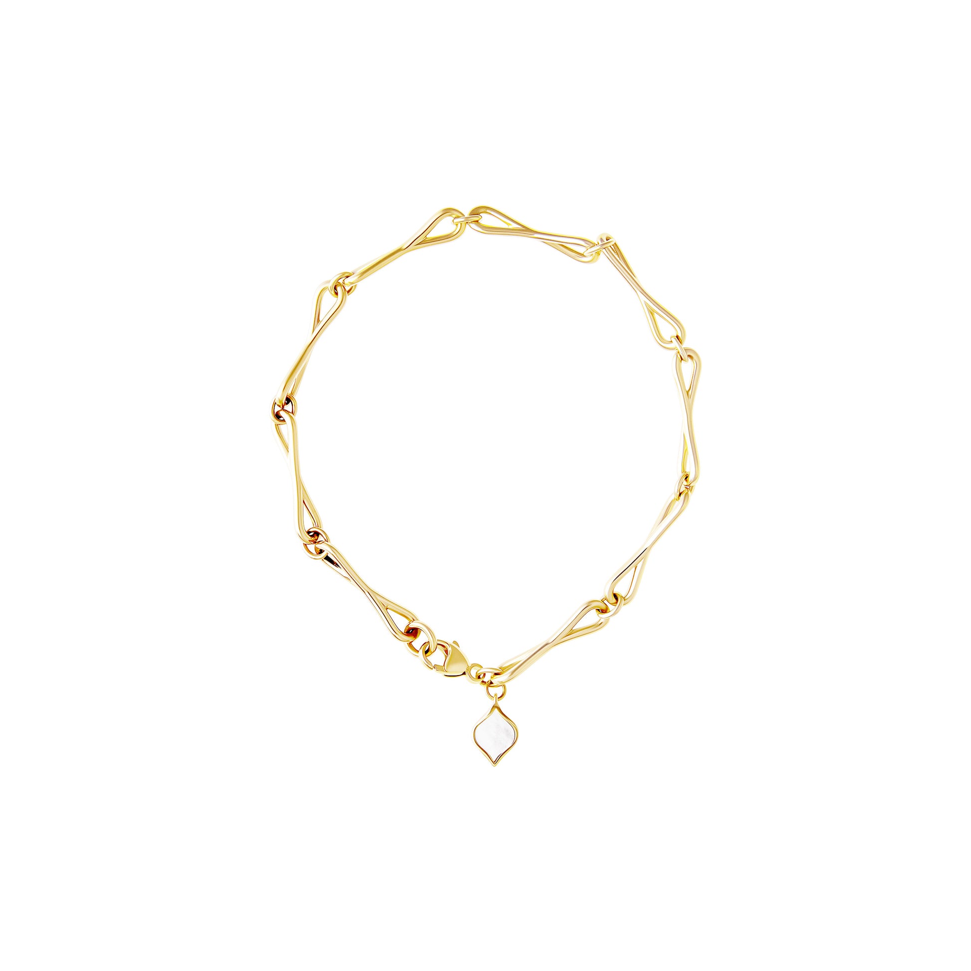 Roseate WaterDrop medium link bracelet in 14k yellow gold with mother-of-pearl