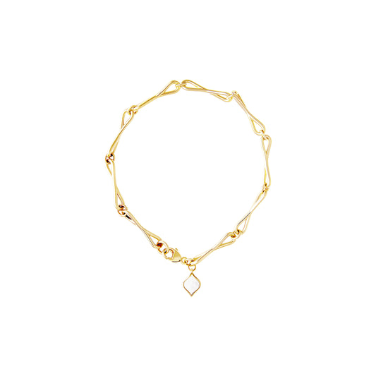 Roseate WaterDrop medium link bracelet in 14k yellow gold with mother-of-pearl