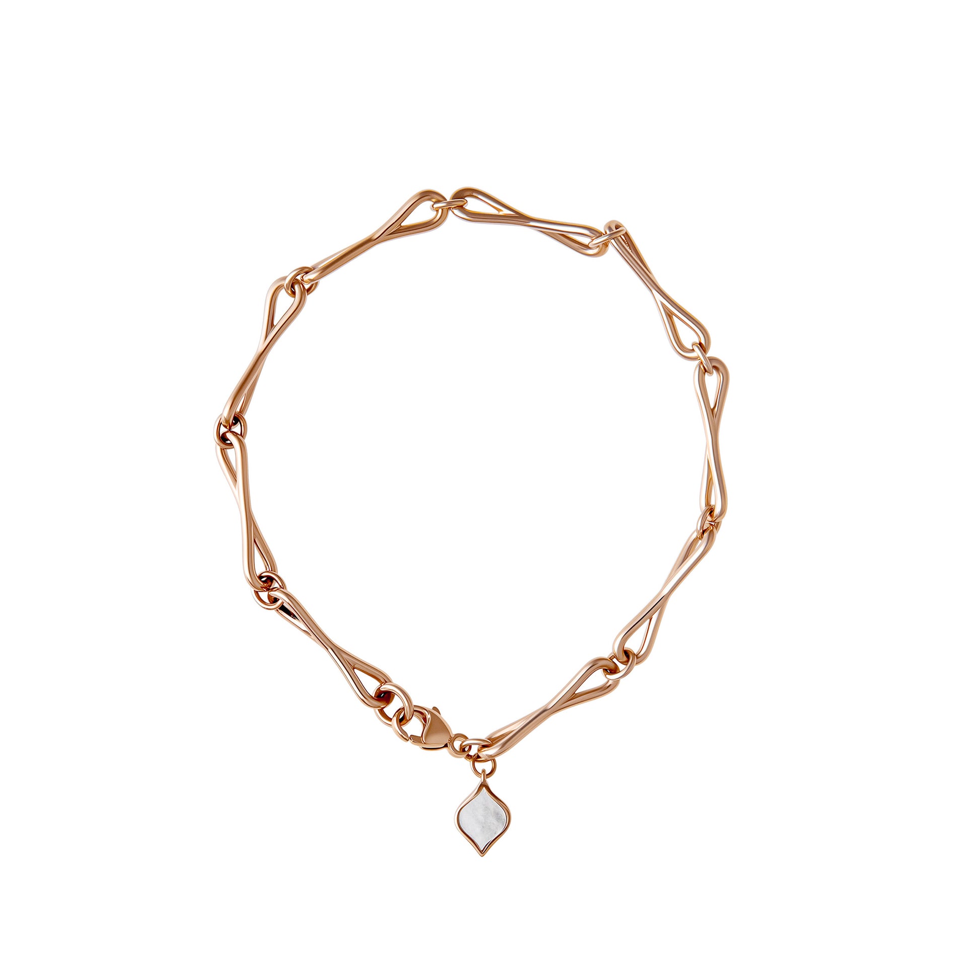 Roseate WaterDrop medium link bracelet in 14k rose gold with mother-of-pearl