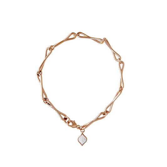Roseate WaterDrop medium link bracelet in 14k rose gold with mother-of-pearl