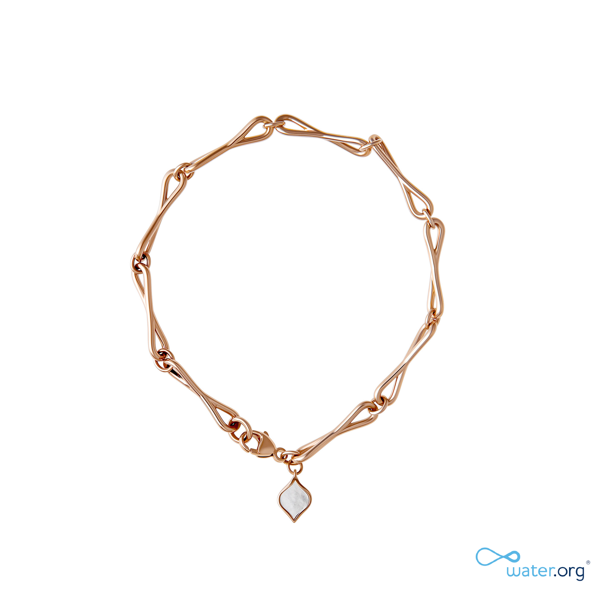 WaterDrop Medium Link Bracelet in 14k SMO Rose Gold