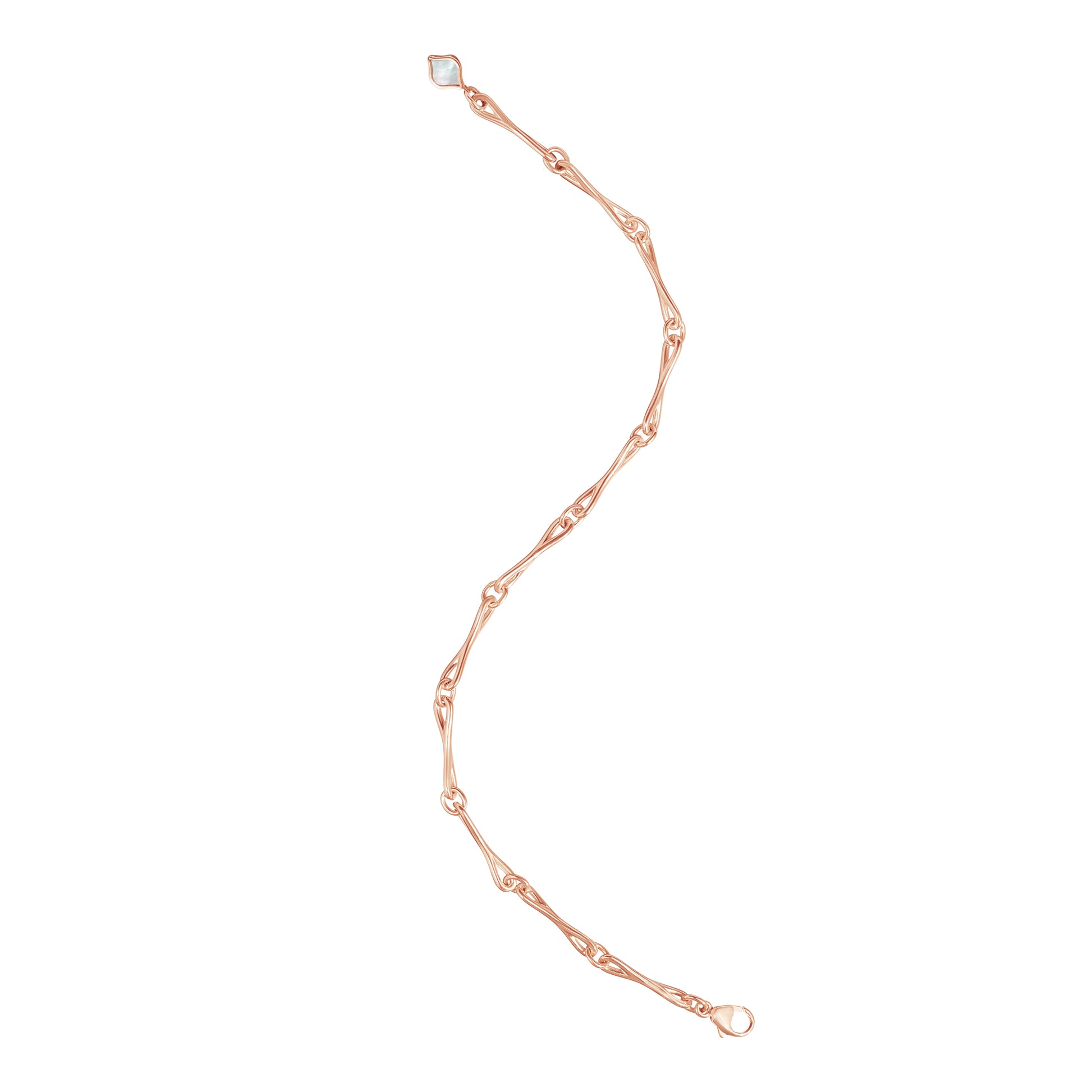 Roseate WaterDrop small link bracelet in 14k rose gold with mother-of-pearl