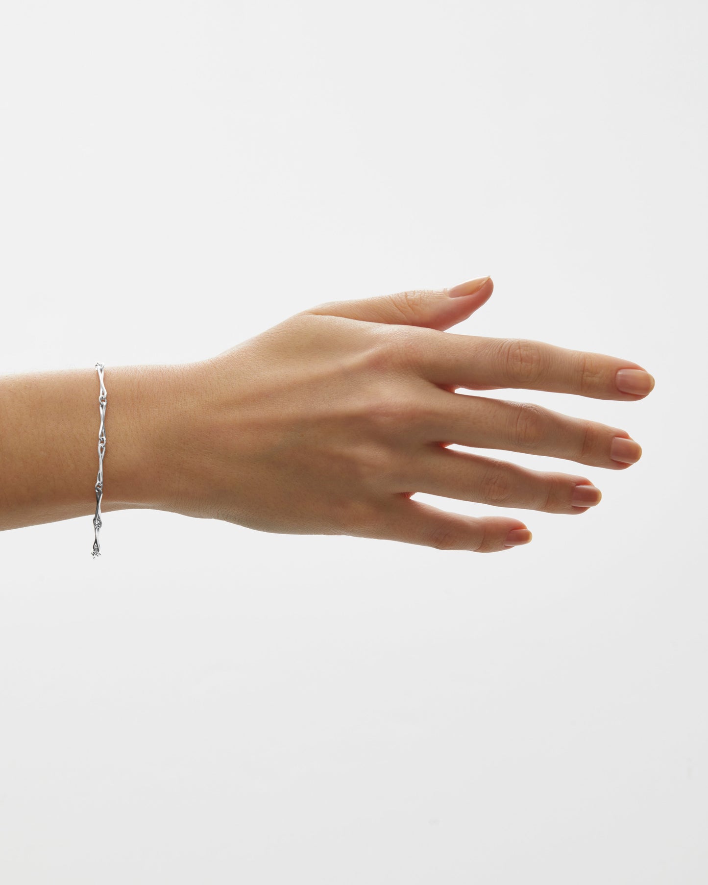 Roseate WaterDrop small link bracelet in sterling silver with mother-of-pearl worn on a model
