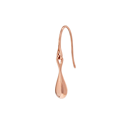 Close detail of Roseate WaterDrop small earrings in 14k rose gold with mother-of-pearl