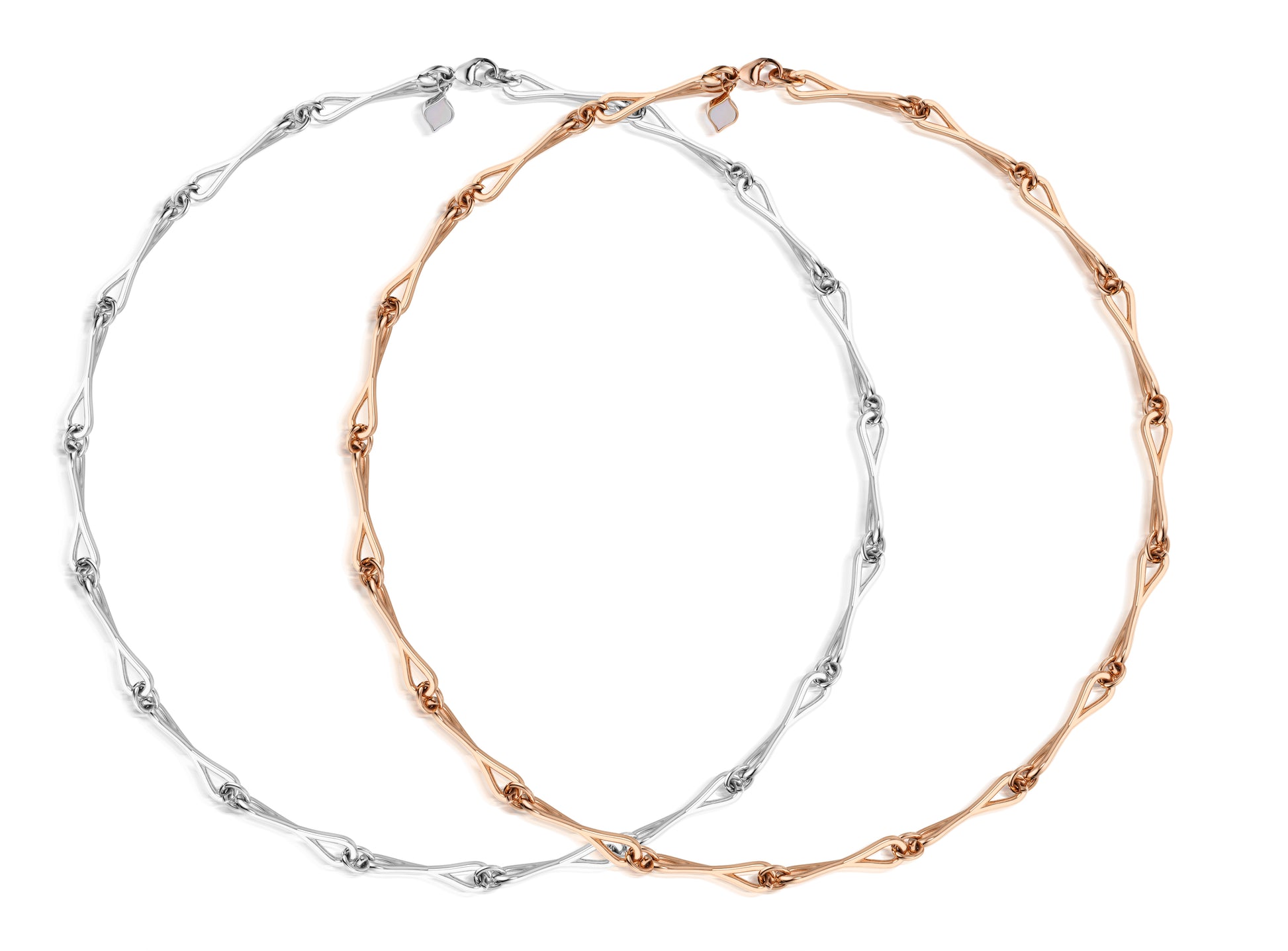 Roseate WaterDrop large link necklace in 14k rose gold with mother-of-pearl