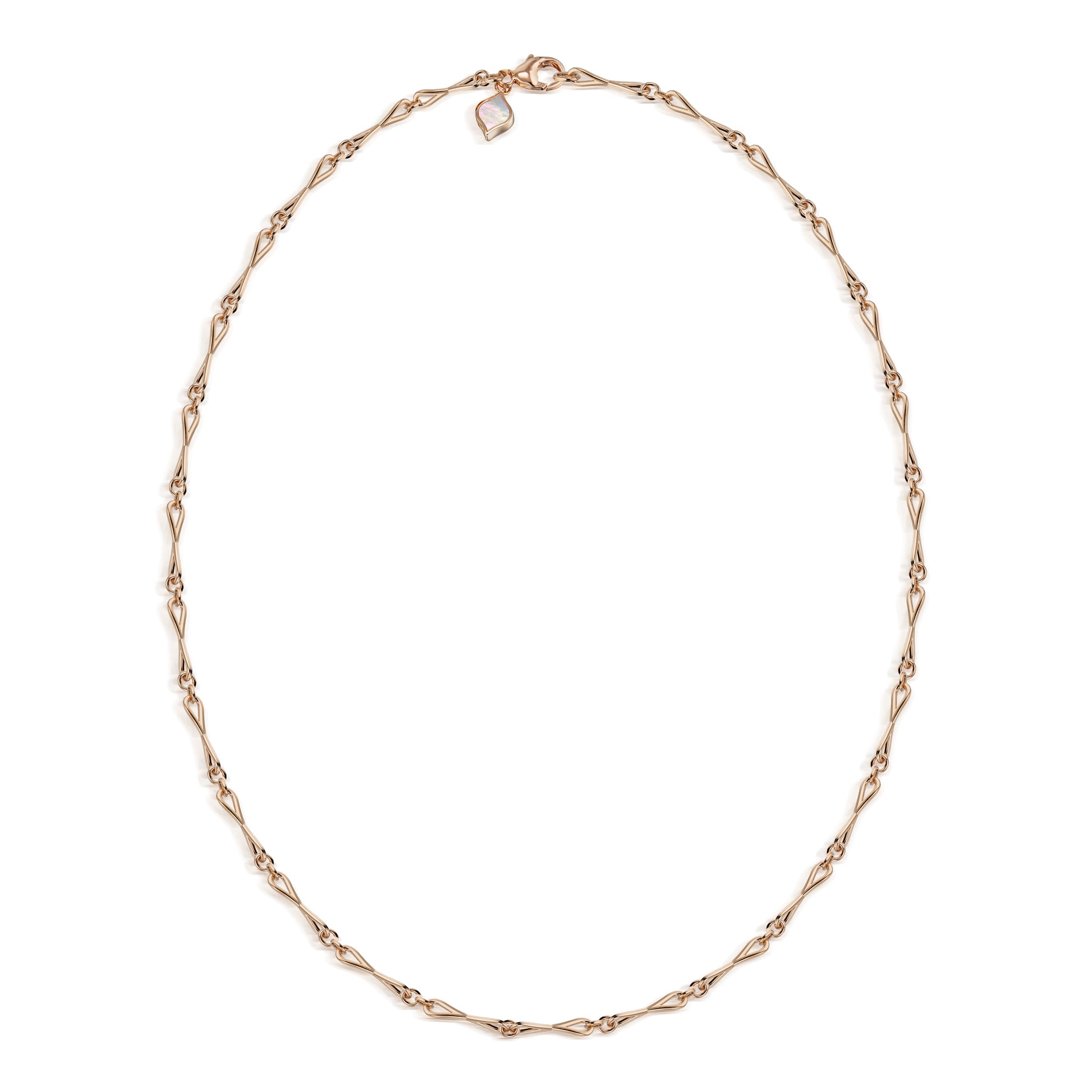 Roseate WaterDrop medium link necklace in 14k rose gold with mother-of-pearl