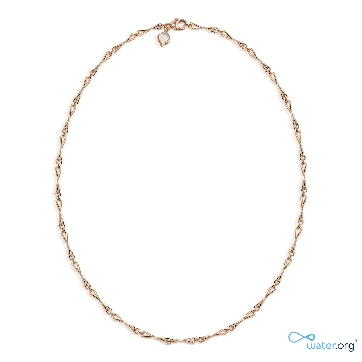 WaterDrop Medium Link Necklace in 14k Rose SMO Gold