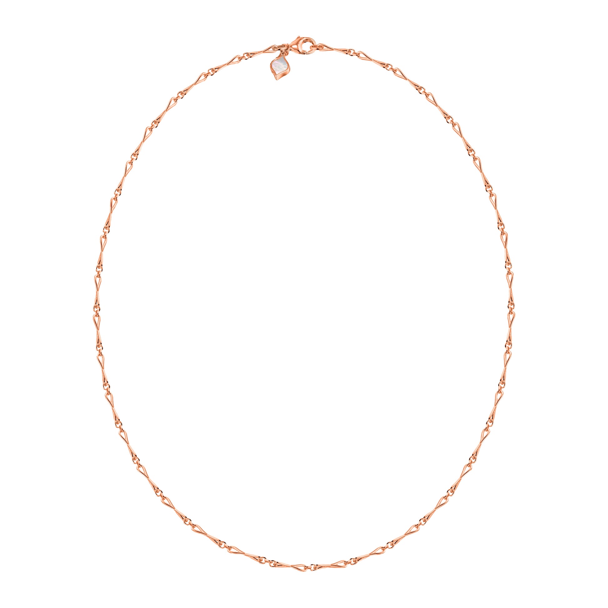 Roseate WaterDrop small link necklace in 14k rose gold with mother-of-pearl