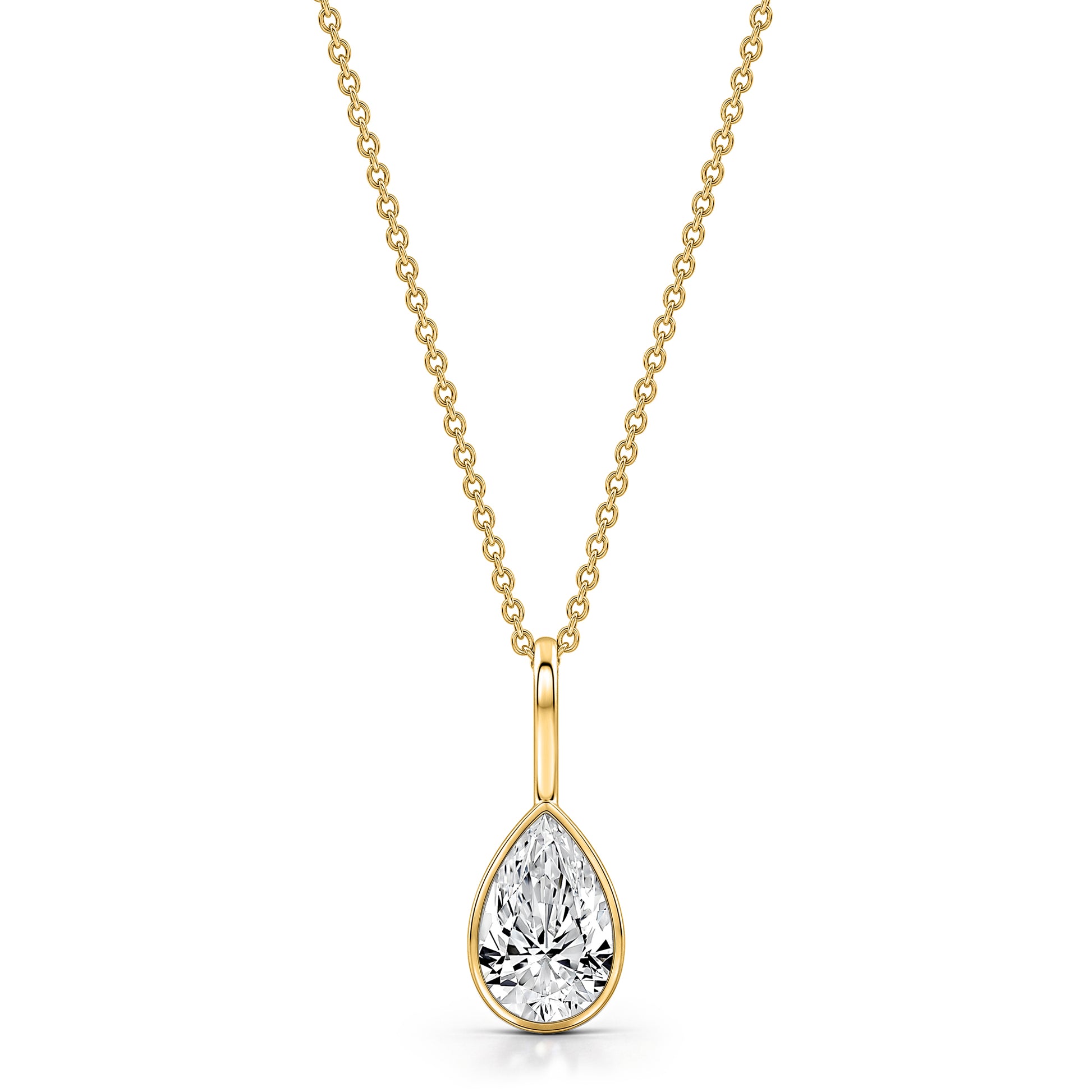 Roseate WaterDrop 1.00 carat pear-shaped lab-grown diamond pendant in 14k yellow gold