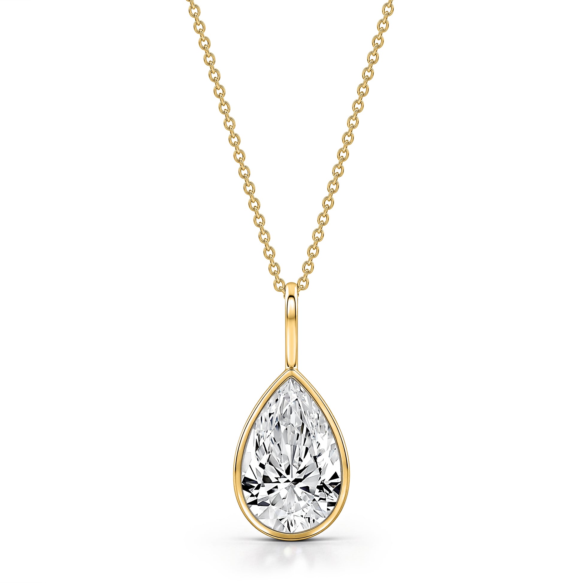 Roseate WaterDrop 3.00 carat pear-shaped lab-grown diamond pendant in 14k yellow gold