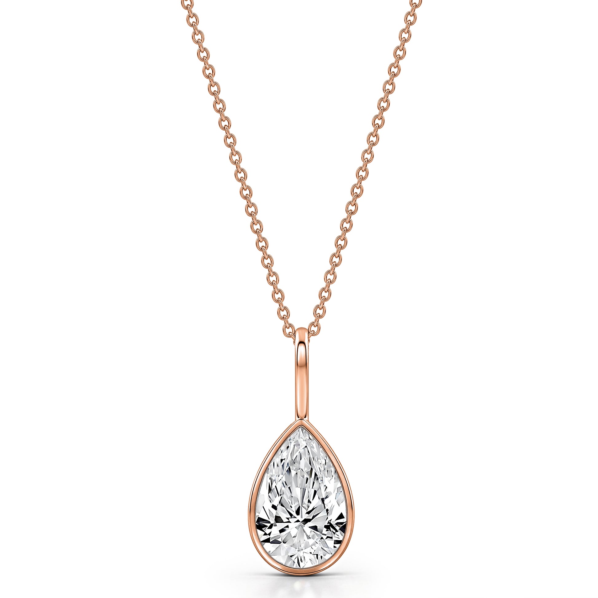 Roseate WaterDrop 2.00 carat pear-shaped lab-grown diamond pendant in 14k rose gold